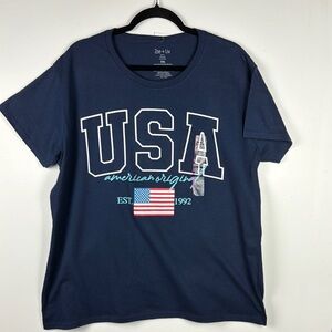 USA AMERICAN ORIGINAL T SHIRT NWT SZ XXL by ZOE & LIV red white blue and navy